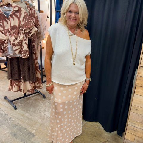 Icon Polka Skirt - Caramel