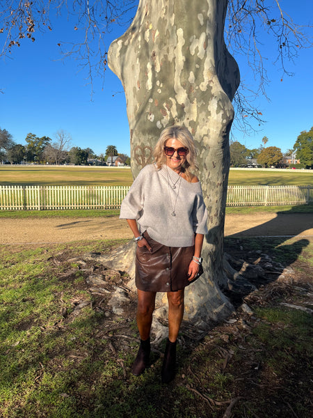 Lyod Expresso Faux Leather Skirt