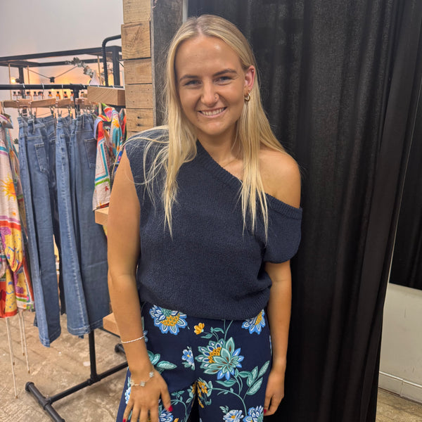 Ula Knit Top - Navy