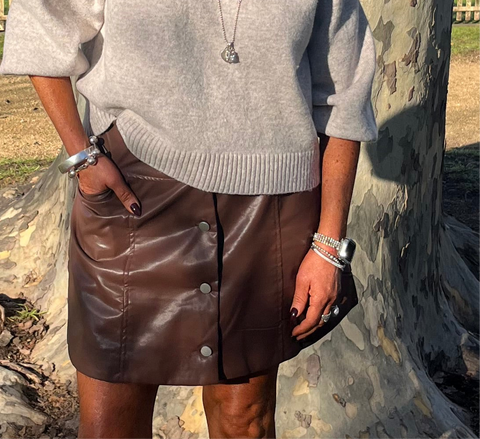 Lyod Expresso Faux Leather Skirt