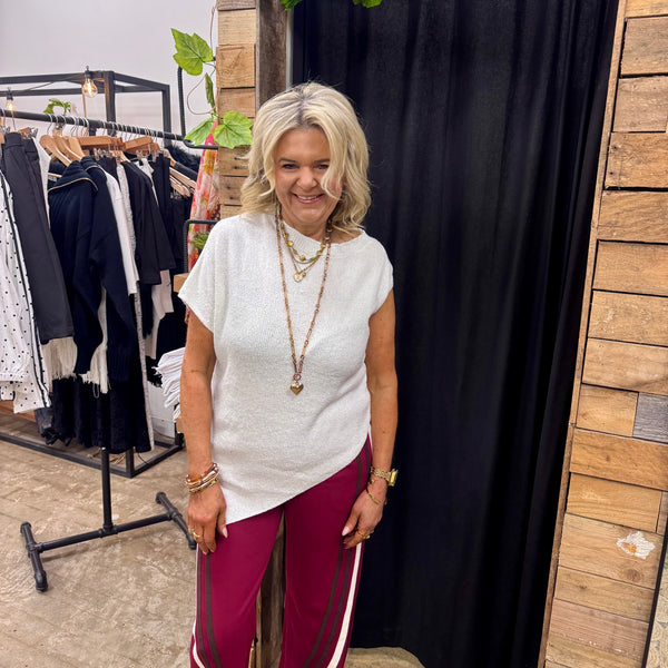 Charlie Asym Knit Top - White