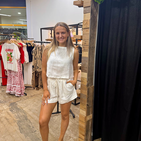 Pure Linen Shorts - White