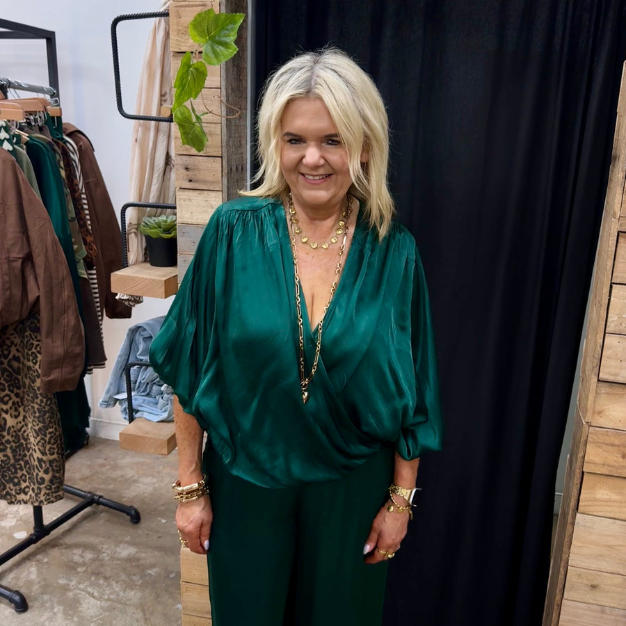 Watson Satin Blouse - Emerald