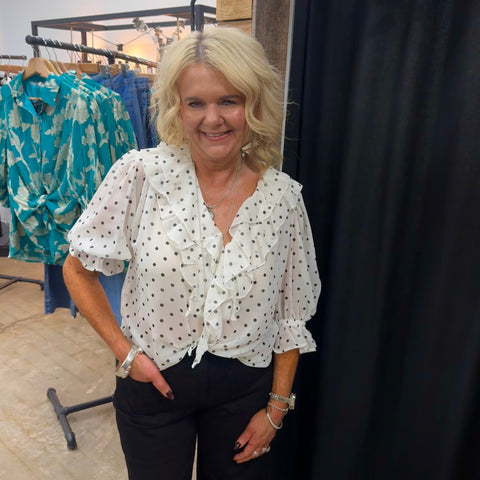 Delaney Blouse - Polka White
