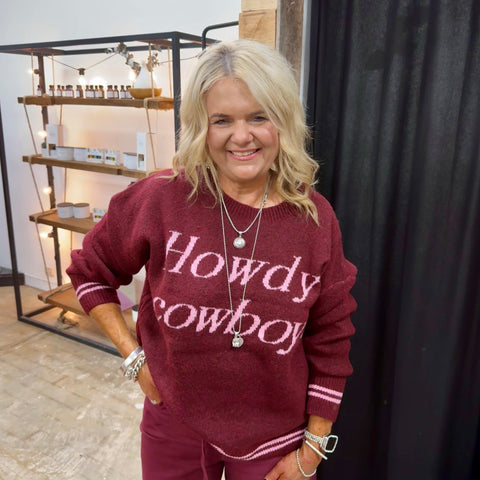 Howdy Cowboy Knit - Wine