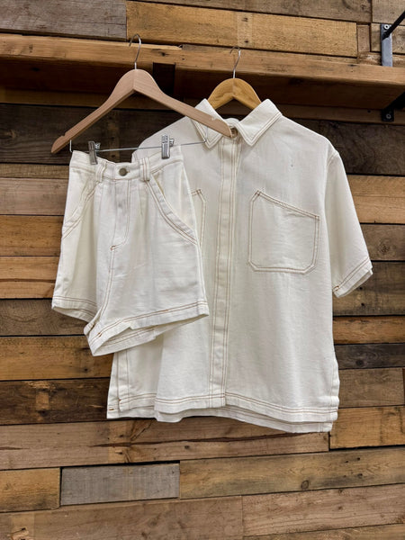 By Frankie Denim Set - White