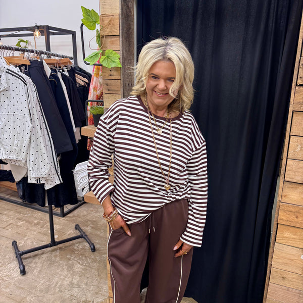 Bronte Tuck Stripe Longsleeve - Choc