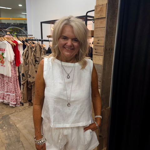 Pure Linen Top - White