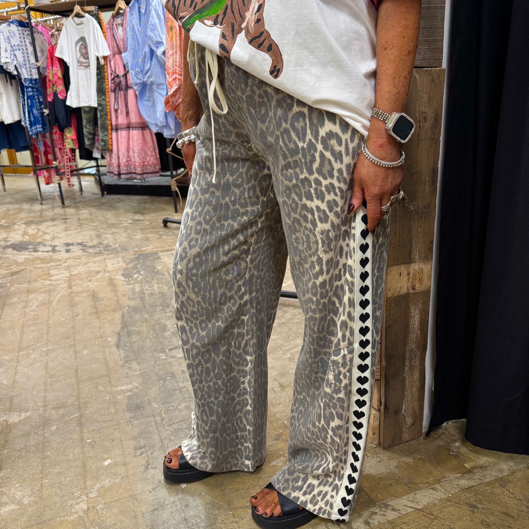 Atlas Leopard Racer Pants - Black Hearts