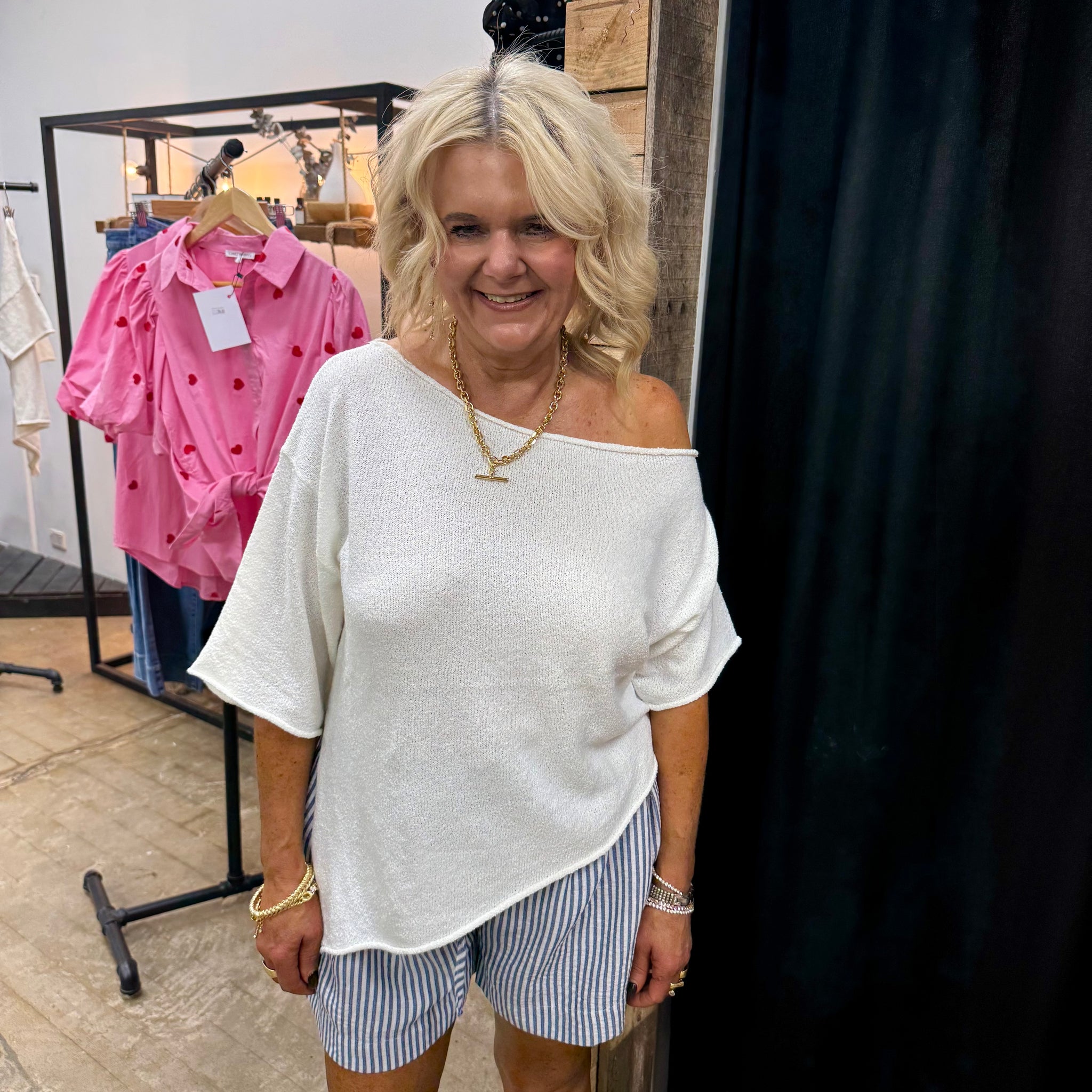 Dallas One Shoulder Knit - White