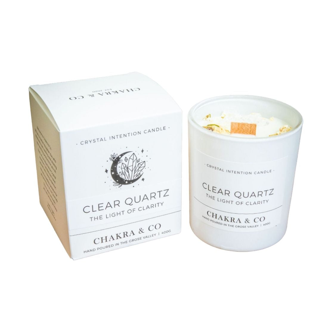 Clear Quartz Crystal Intention Candle 400g