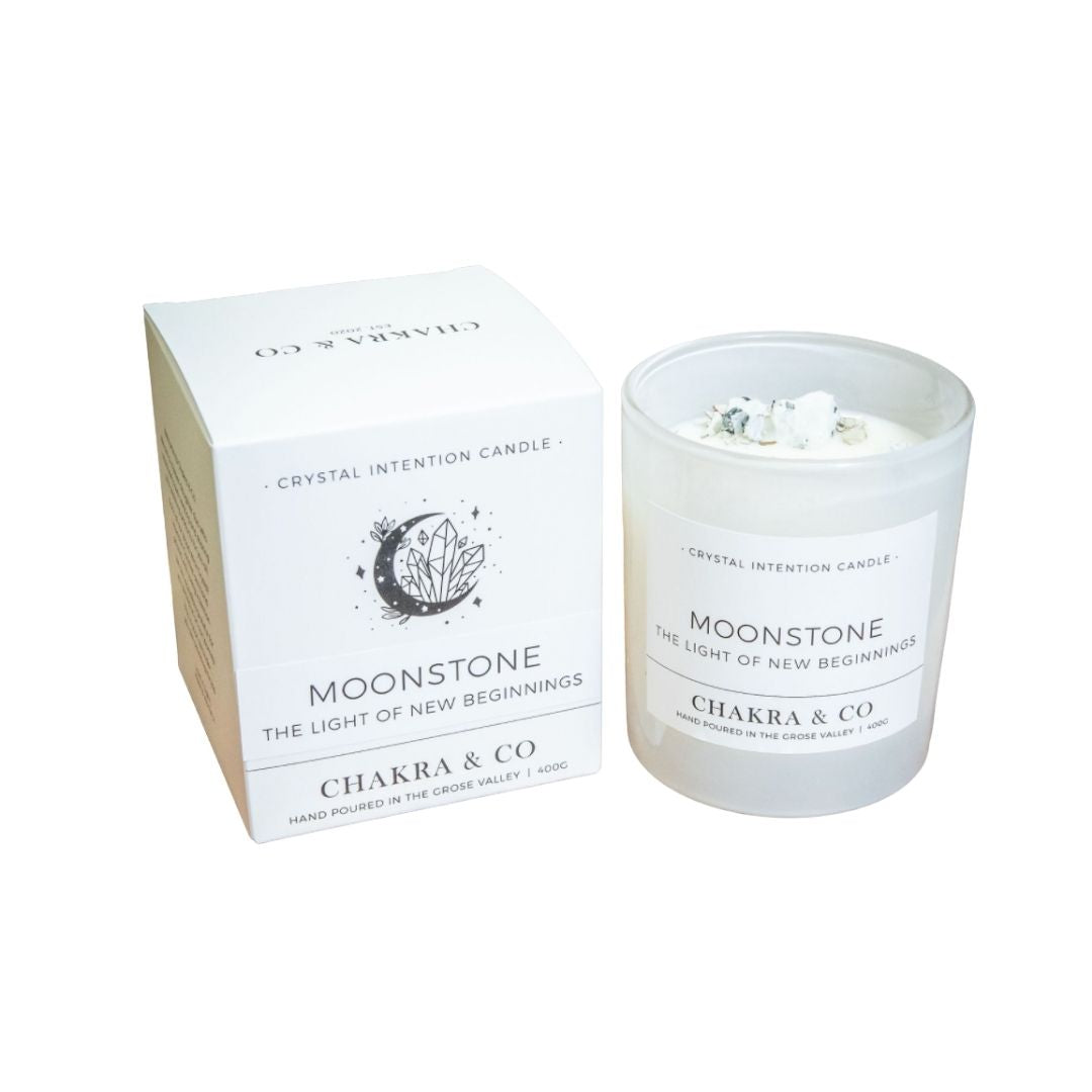 Moonstone Crystal Intention Candle 400g