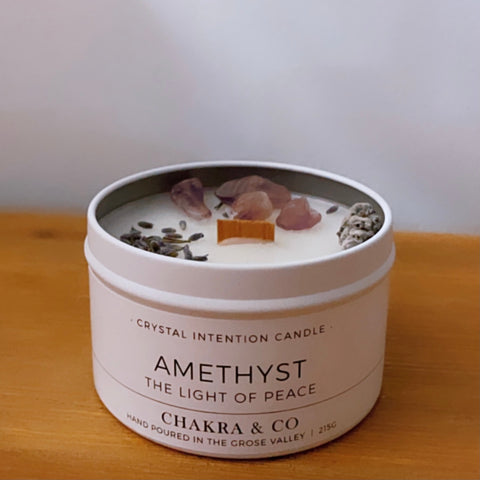 Amethyst Crystal Intention Candle 215g